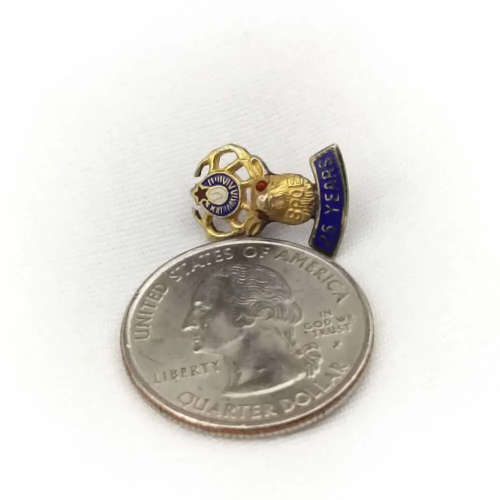 BPOE 25 Years Member Vintage Pin Red Eyes Elks Lodge Screw Back